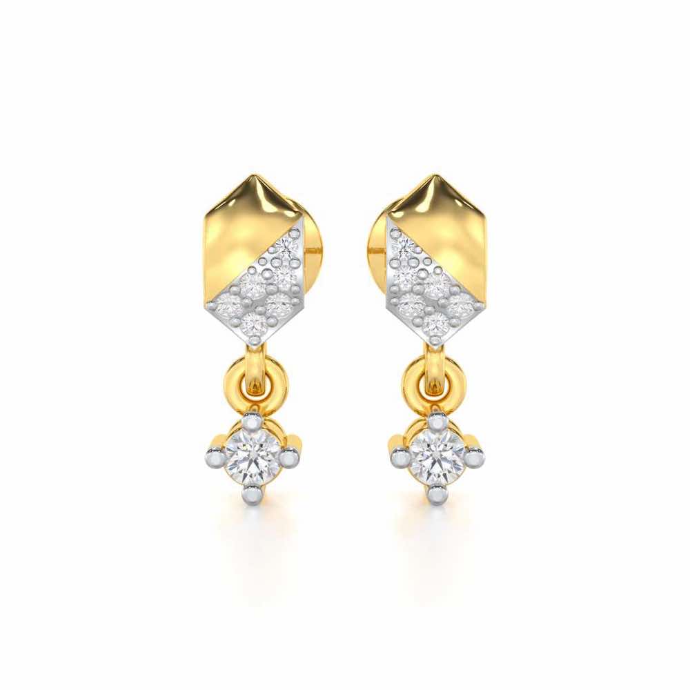 Hexa Chain Silver Earrings - Yellow Gold - Image 1