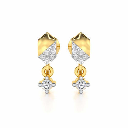 Hexa Chain Silver Earrings - Yellow Gold - Image 1