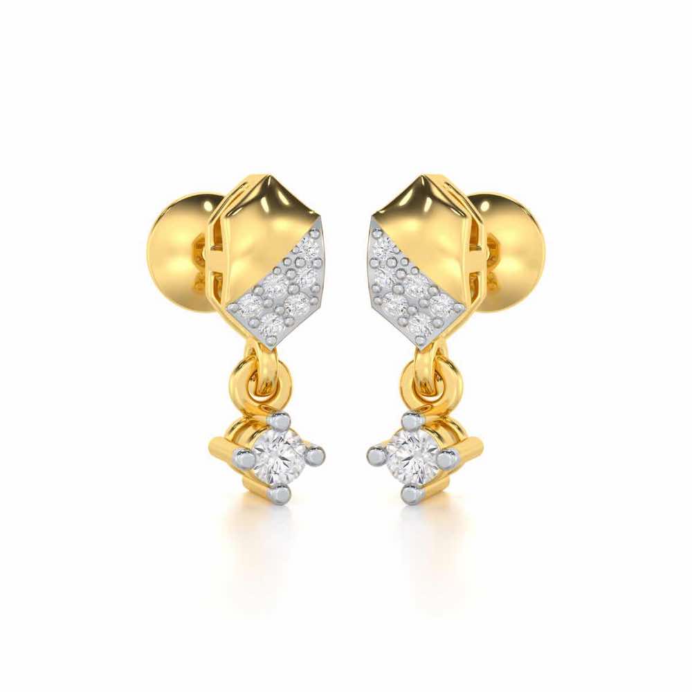 Hexa Chain Silver Earrings - Yellow Gold - Image 2
