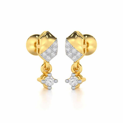 Hexa Chain Silver Earrings - Yellow Gold - Image 2