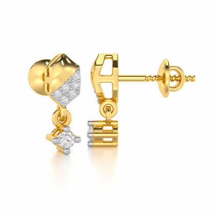 Hexa Chain Silver Earrings - Yellow Gold - Image 4