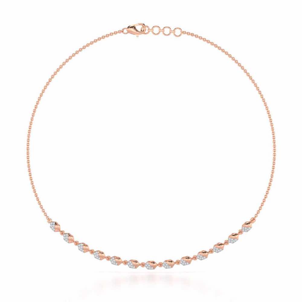 Hexa Chain Silver Necklace - Rose Gold - Image 2
