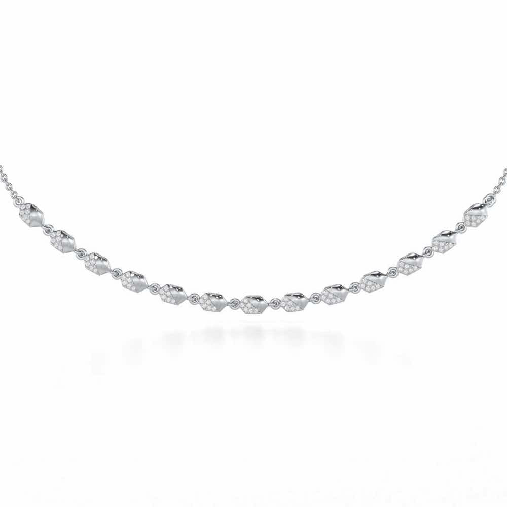 Hexa Chain Silver Necklace - White Gold - Image 1