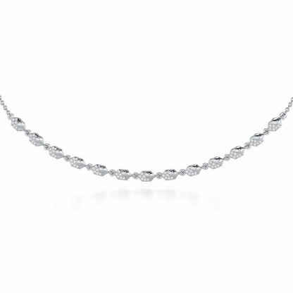 Hexa Chain Silver Necklace - White Gold - Image 1