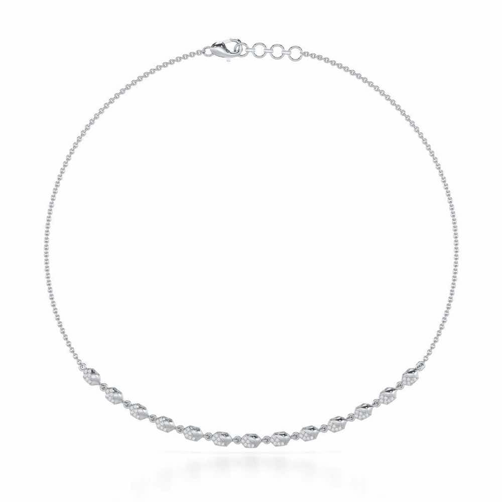 Hexa Chain Silver Necklace - White Gold - Image 2