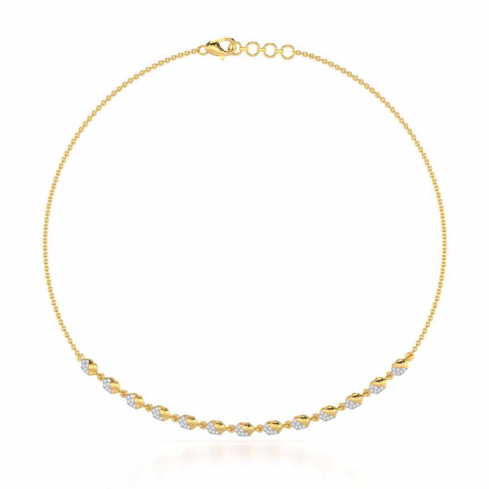 Hexa Chain Silver Necklace - Yellow Gold - Image 2