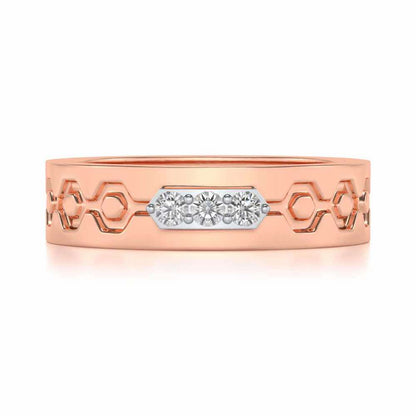Hexa Silver Band Ring - Rose Gold - Image 4