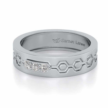 Hexa Silver Band Ring - White Gold - Image 2