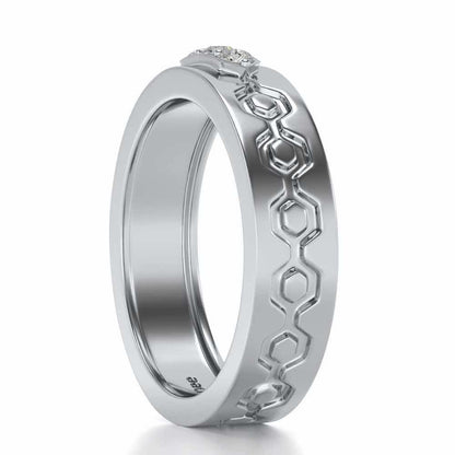 Hexa Silver Band Ring - White Gold - Image 3