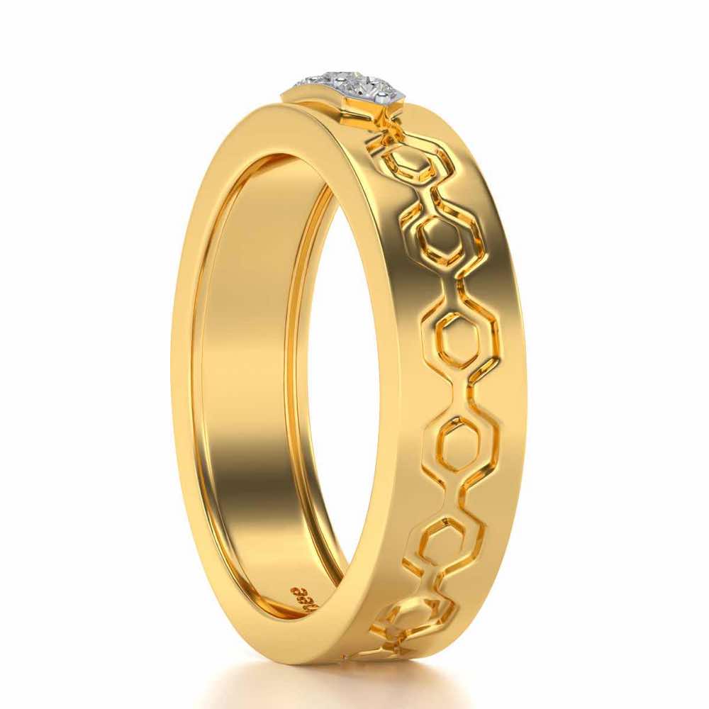 Hexa Silver Band Ring - Yellow Gold - Image 3
