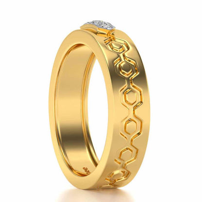 Hexa Silver Band Ring - Yellow Gold - Image 3