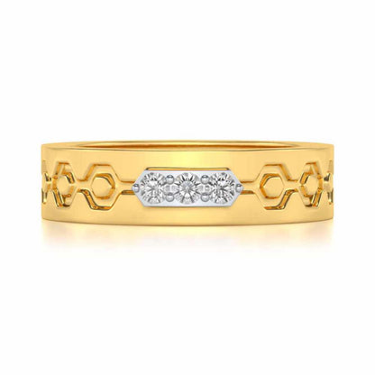 Hexa Silver Band Ring - Yellow Gold - Image 4