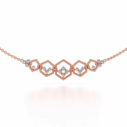 Hexagon Braided Silver Necklace - Rose Gold - Image 1