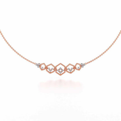 Hexagon Braided Silver Necklace - Rose Gold - Image 2