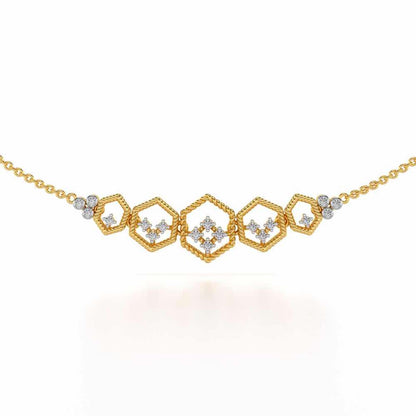 Hexagon Braided Silver Necklace - Yellow Gold - Image 1