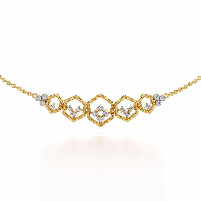 Hexagon Braided Silver Necklace - Yellow Gold - Image 1