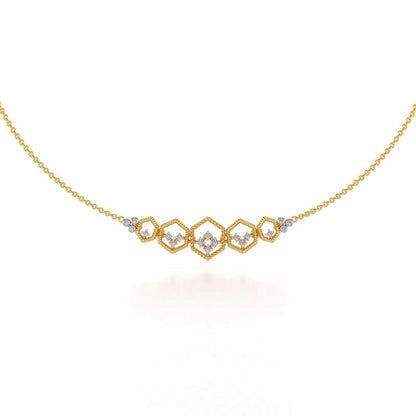 Hexagon Braided Silver Necklace - Yellow Gold - Image 2