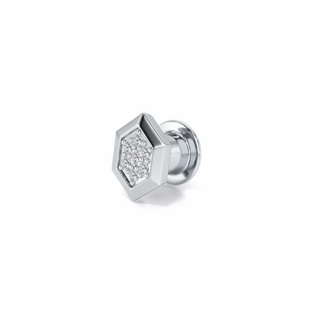 Hexagon Silver Watch Pin - White Gold - Image 3