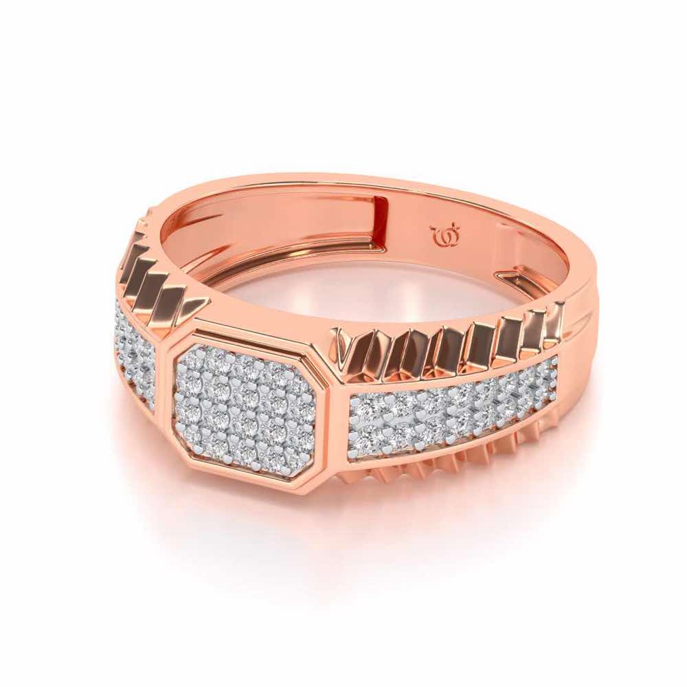 Hexagon Silver Ring For Men - Rose Gold - Image 2