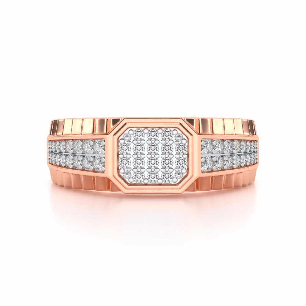 Hexagon Silver Ring For Men - Rose Gold - Image 4