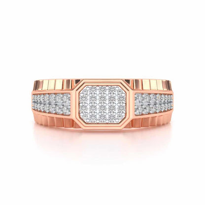 Hexagon Silver Ring For Men - Rose Gold - Image 4