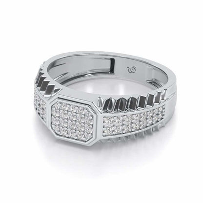 Hexagon Silver Ring For Men - White Gold - Image 2