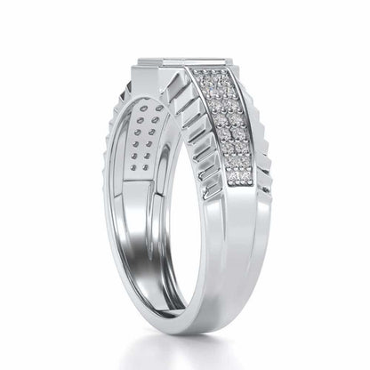 Hexagon Silver Ring For Men - White Gold - Image 3