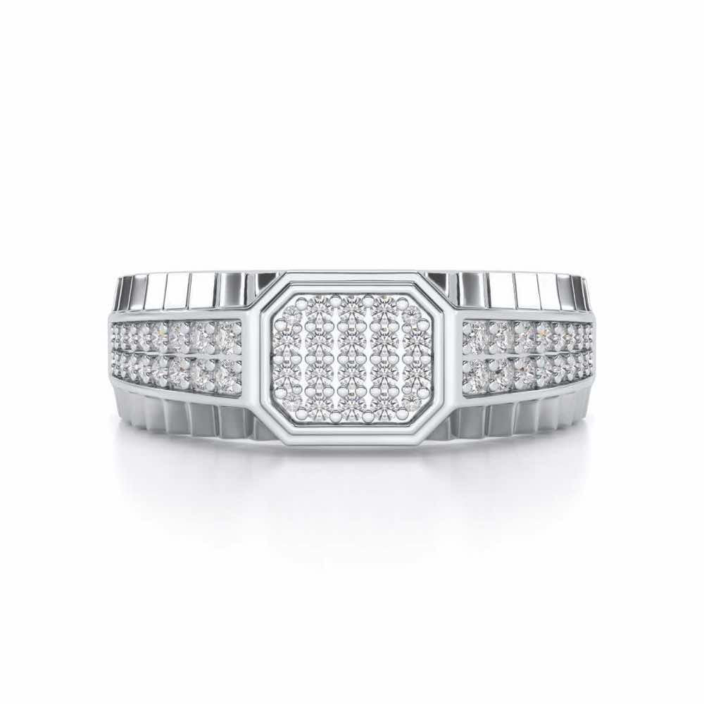 Hexagon Silver Ring For Men - White Gold - Image 4