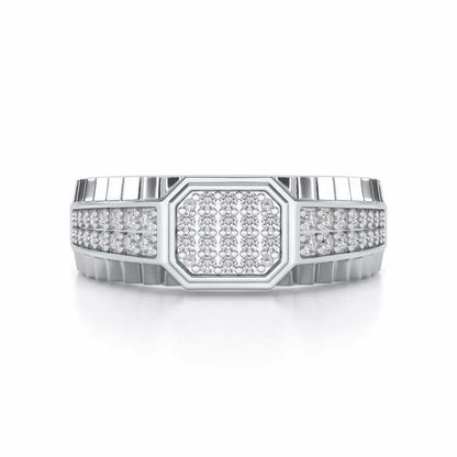 Hexagon Silver Ring For Men - White Gold - Image 4