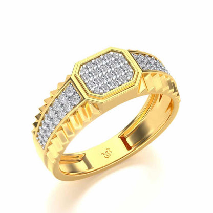 Hexagon Silver Ring For Men - Yellow Gold - Image 1
