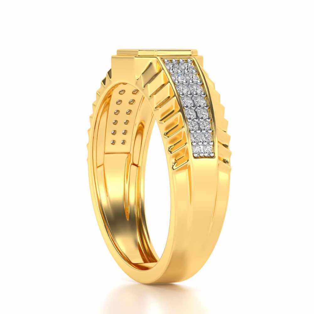Hexagon Silver Ring For Men - Yellow Gold - Image 3