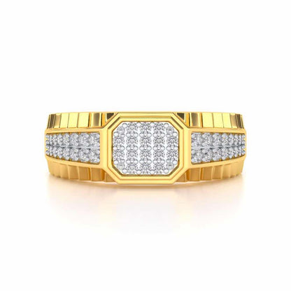 Hexagon Silver Ring For Men - Yellow Gold - Image 4