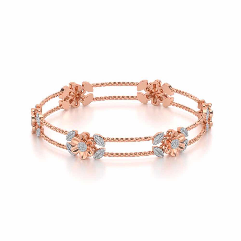 Hold Bloom Silver Bangles - Rose Gold - Image 2