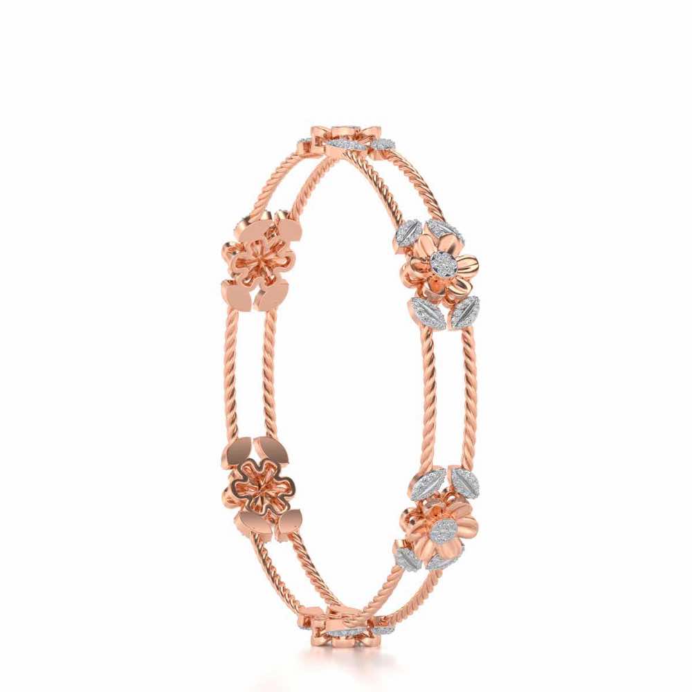 Hold Bloom Silver Bangles - Rose Gold - Image 3