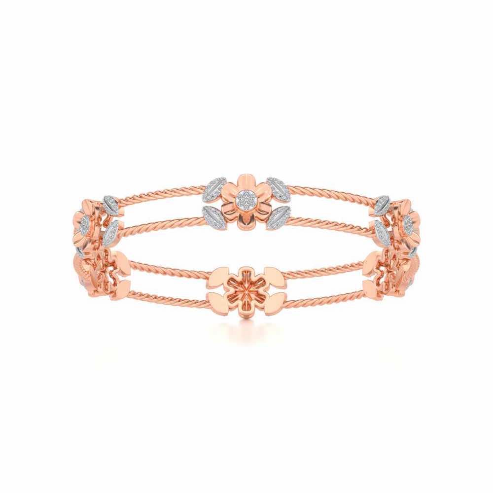 Hold Bloom Silver Bangles - Rose Gold - Image 4