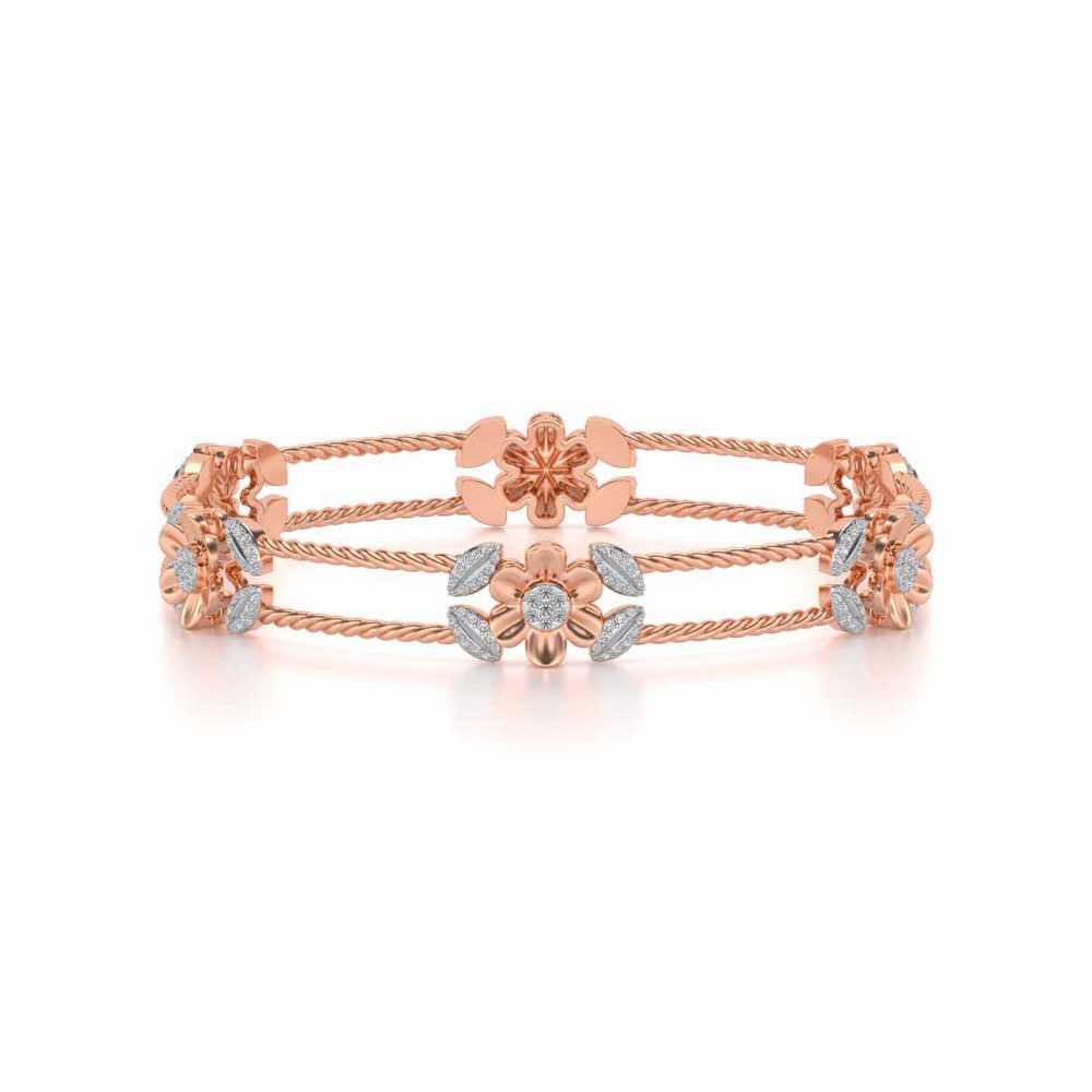 Hold Bloom Silver Bangles - Rose Gold - Image 5