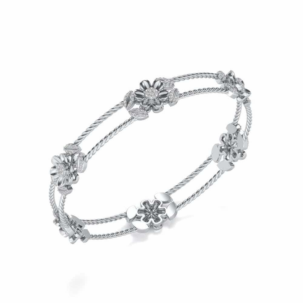 Hold Bloom Silver Bangles - White Gold - Image 1