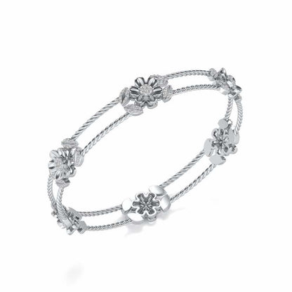 Hold Bloom Silver Bangles - White Gold - Image 1