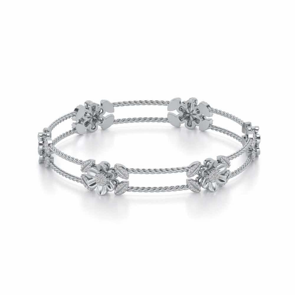 Hold Bloom Silver Bangles - White Gold - Image 2