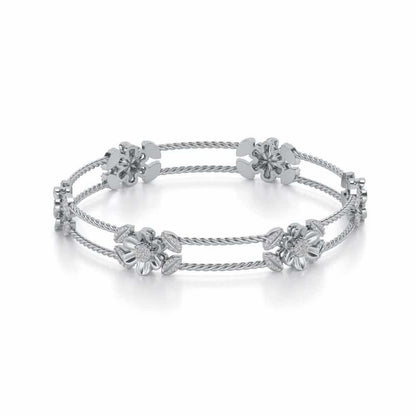 Hold Bloom Silver Bangles - White Gold - Image 2