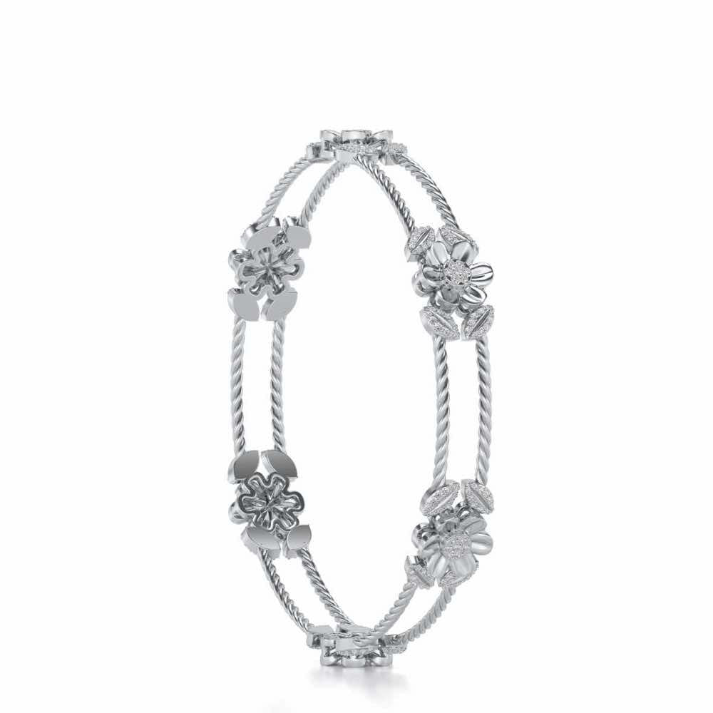 Hold Bloom Silver Bangles - White Gold - Image 3