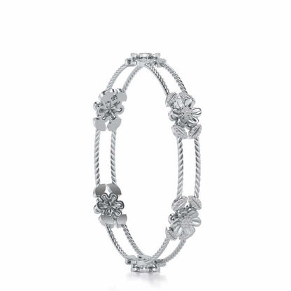 Hold Bloom Silver Bangles - White Gold - Image 3
