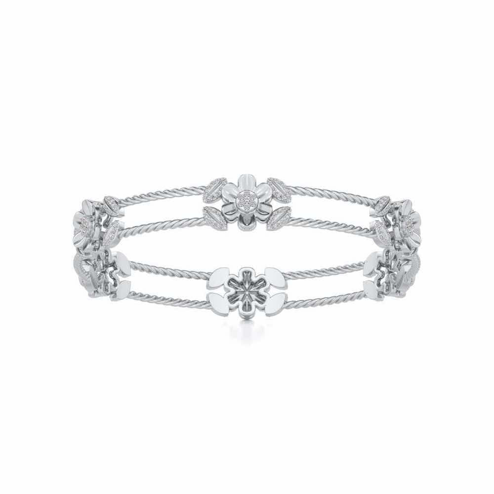 Hold Bloom Silver Bangles - White Gold - Image 4