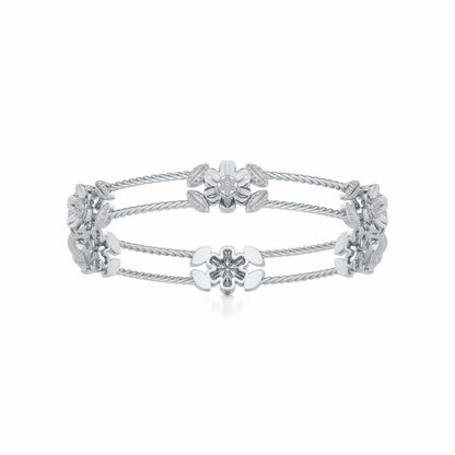 Hold Bloom Silver Bangles - White Gold - Image 4