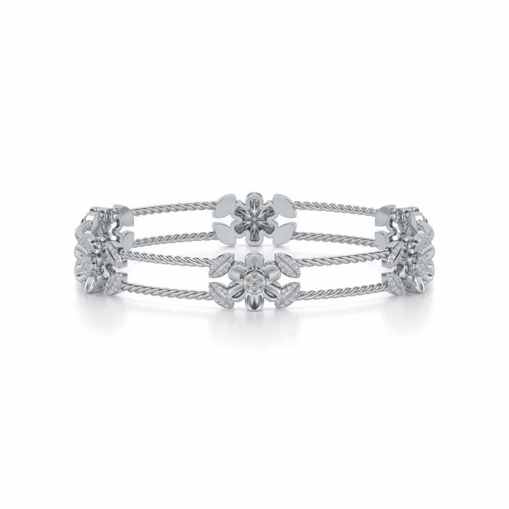 Hold Bloom Silver Bangles - White Gold - Image 5