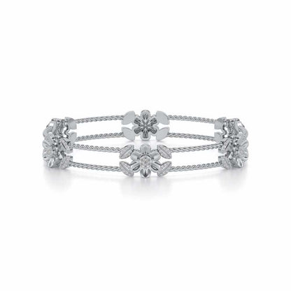 Hold Bloom Silver Bangles - White Gold - Image 5