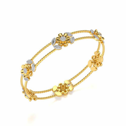 Hold Bloom Silver Bangles - Yellow Gold - Image 1