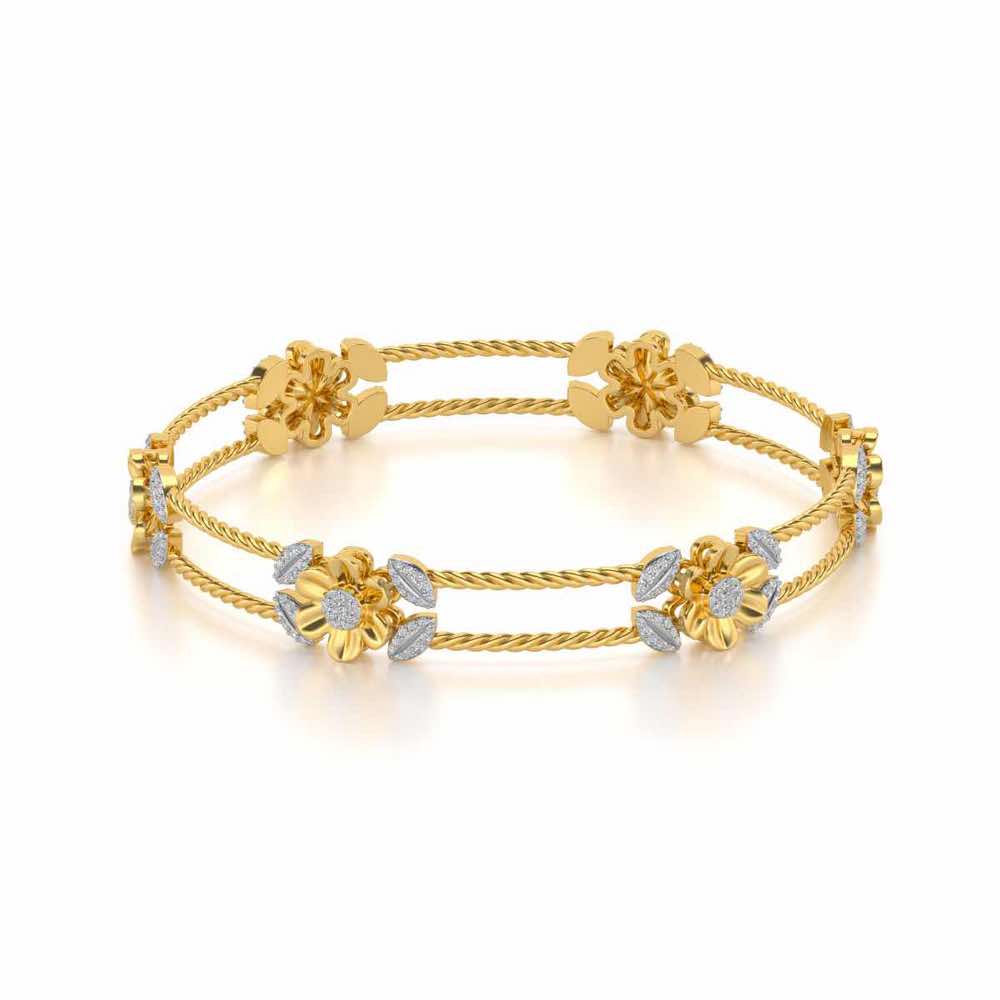 Hold Bloom Silver Bangles - Yellow Gold - Image 2