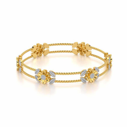 Hold Bloom Silver Bangles - Yellow Gold - Image 2