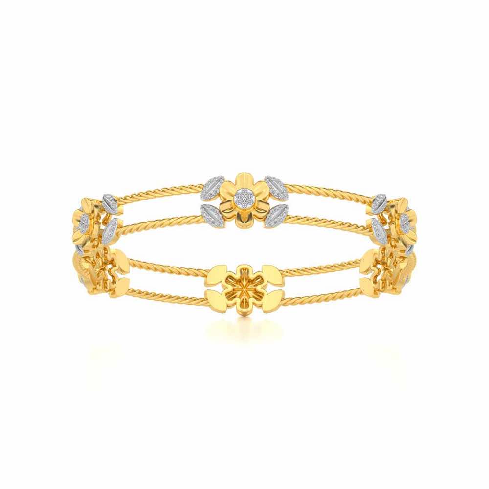 Hold Bloom Silver Bangles - Yellow Gold - Image 4
